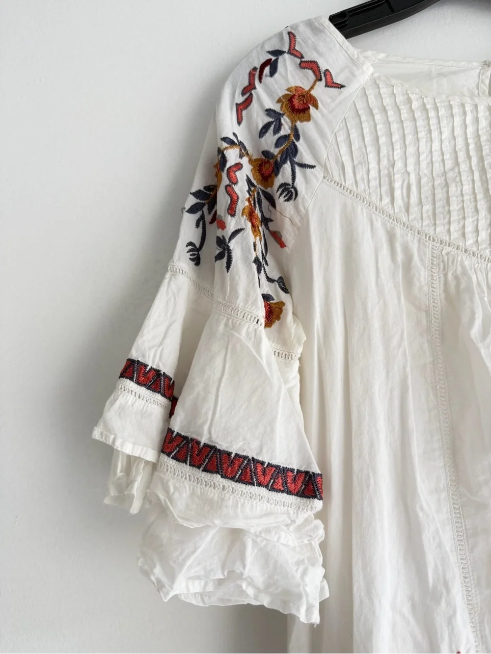 Free People Women's White Pavlo Floral Embroidery Ruffle Mini Dress 8244 - Picture 5 of 9